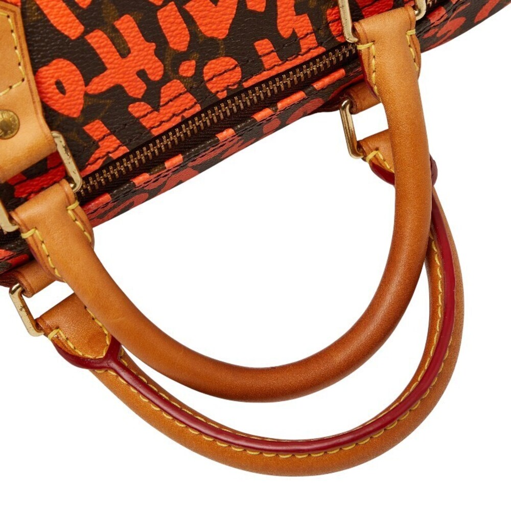 Louis Vuitton Monogram Graffiti Speedy Boston Bag Handbag Orange Brown Leather - Picture 8 of 10